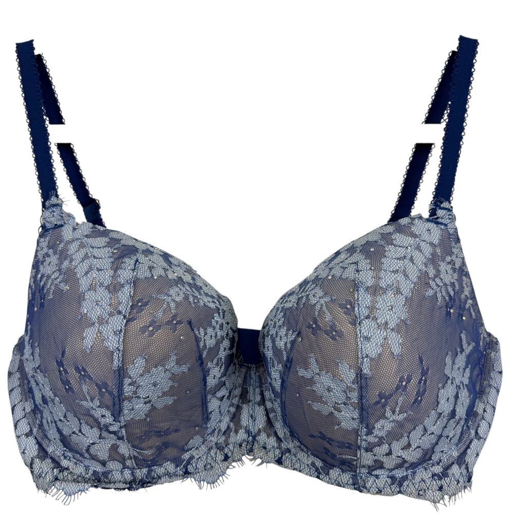 Victorias Secret Dream Angels Lined Demi Blue Lace Underwire Wired Bra 36DDD